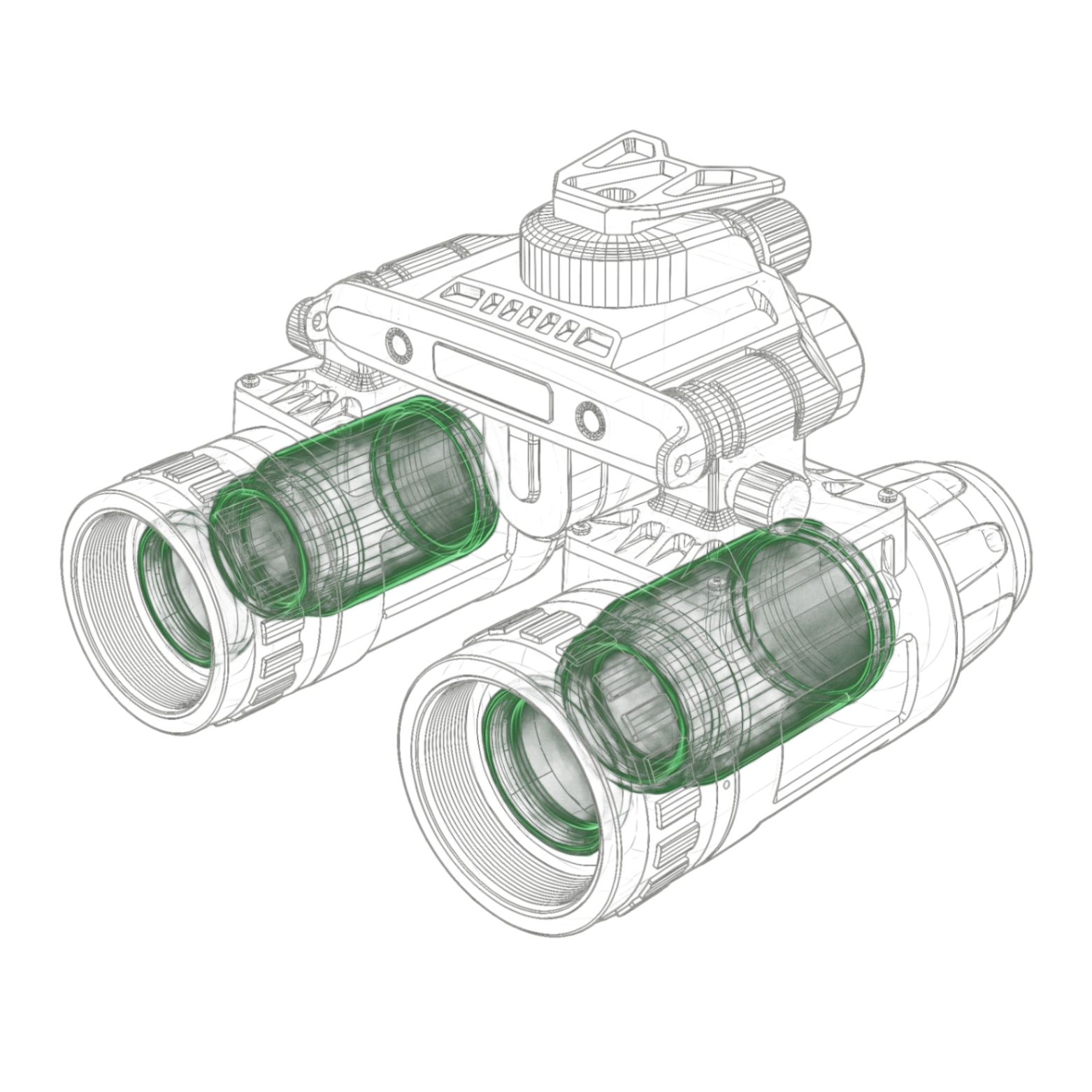 PVS-31 PRO image intensifier tube wireframe diagram